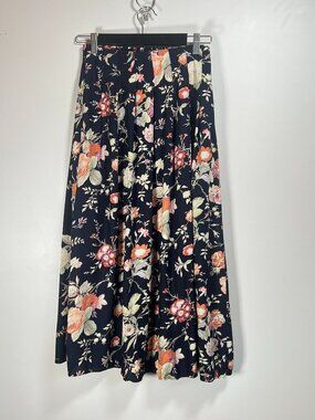 St Michael Floral Midi Skirt Women's Size 8 Black